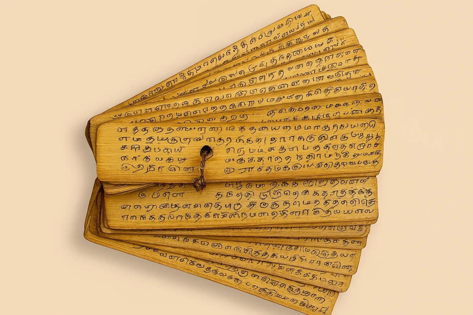 Ancient Nadi palm-leaf manuscript used for a Kandam reading